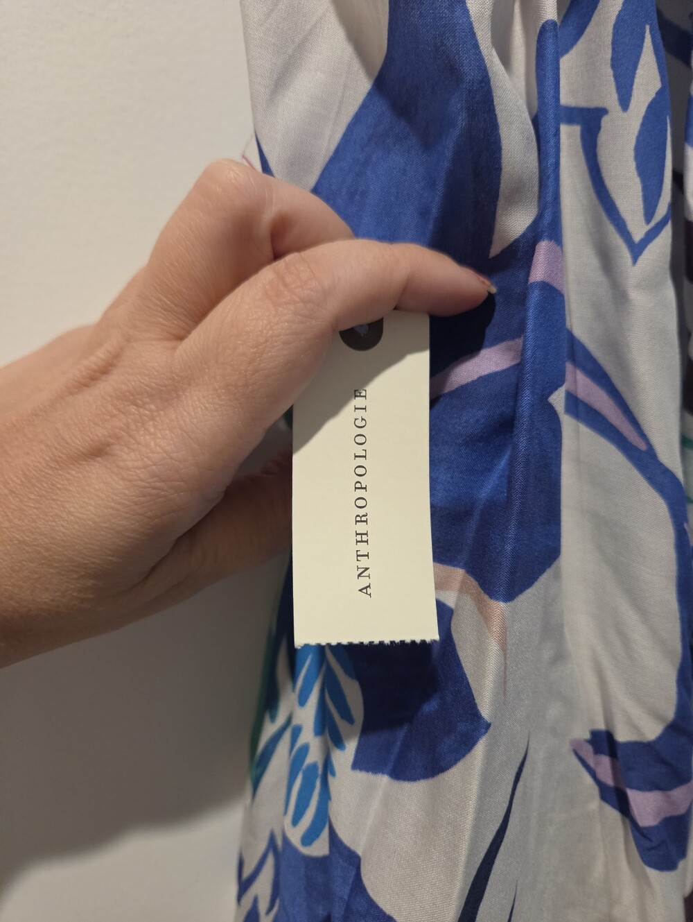 Anthropologie White Halter Sundress with Blue, Teal & Purple Floral Print - Picture 2 of 2